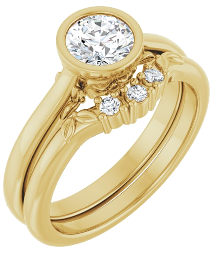 Sužadėtuvių Žiedas „Bezel-Set“ 585 Geltonojo Aukso Round 5.5mm (6)