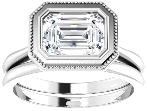 14K White 8x6 mm Emerald  Solitaire Engagement Ring Mounting (8)