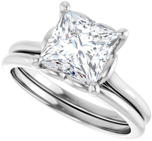 14K White  7 mm Square Solitaire Engagement Ring Mounting (10)