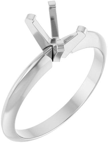 14K White 6x4 mm Emerald Solitaire Engagement Ring Mounting (1)