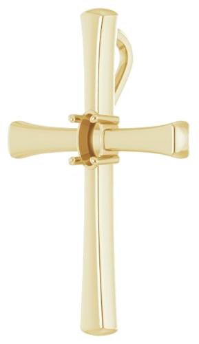 Pakabukas „Solitaire Cross“ 585 Geltonojo Aukso Oval 5mm x 3mm (2)