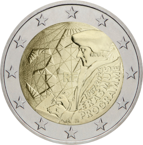 2022 Francija Erasmus 35 gadu jubilejas 2 eiro monēta (1)