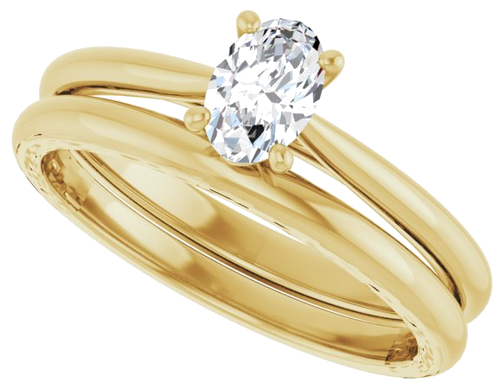 Sužadėtuvių Žiedas „Solitaire“ 585 Geltonojo Aukso Oval 6mm x 4mm (10)