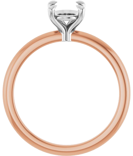 Sužadėtuvių Žiedas 585 Baltojo Ir Rožinis Aukso Oval 8mm x 6mm (2)