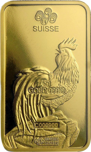 5 g Collectible (Lunar) Investment Gold Bar Rooster 2017 PAMP (4)