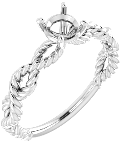 Sužadėtuvių Žiedas „Twisted Rope Solitaire“ 750 Baltojo Aukso Round 5.2mm (1)