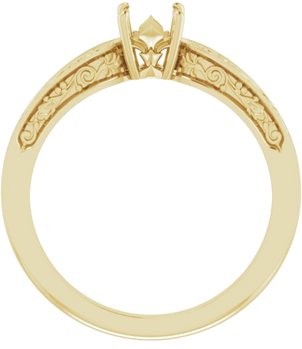 Sužadėtuvių Žiedas „Floral Solitaire“ 585 Geltonojo Aukso Round 5.2mm (2)