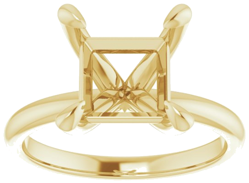 14K Yellow  8x8 mm Square Solitaire Engagement Ring Mounting (3)