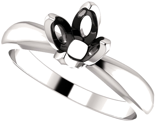 Sužadėtuvių Žiedas „4-Prong Tulipset® Solitaire“ 585 Baltojo Aukso Round 6.3mm x 6.6mm (5)