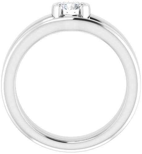 14K White 4.8 mm Round Half Bezel Solitaire Engagement Ring Mounting (7)