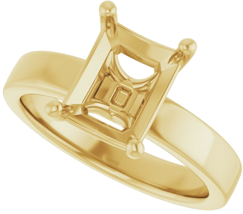 14K Yellow 9x7 mm Emerald Solitaire Engagement Ring Mounting (5)