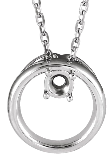 Sterling Silver Solitaire Circle 16-18  Necklace Mounting (1)