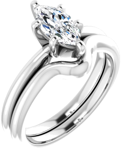 Sužadėtuvių Žiedas „Solitaire“ 585 Baltojo Aukso Marquise 9mm x 4.5mm (6)