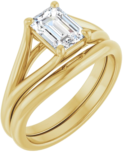 Sužadėtuvių Žiedas „Solitaire“ 585 Geltonojo Aukso Emerald 7mm x 5mm (6)