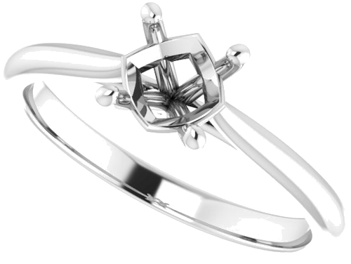 Sužadėtuvių Žiedas „Solitaire“ 585 Baltojo Aukso Round 6mm (5)