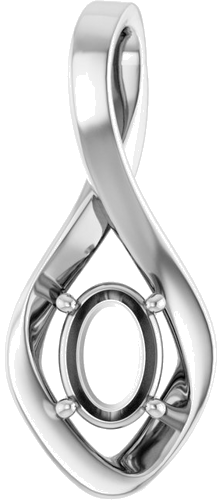 Pakabukas „Infinity-Inspired“ 585 Baltojo Aukso Oval 7mm x 5mm (1)