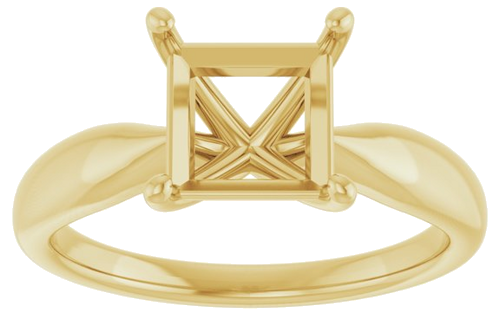 14K Yellow  7 mm Square Solitaire Engagement Ring Mounting (3)