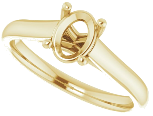 14K Yellow 7x5 mm Oval Solitaire Engagement Ring Mounting (5)