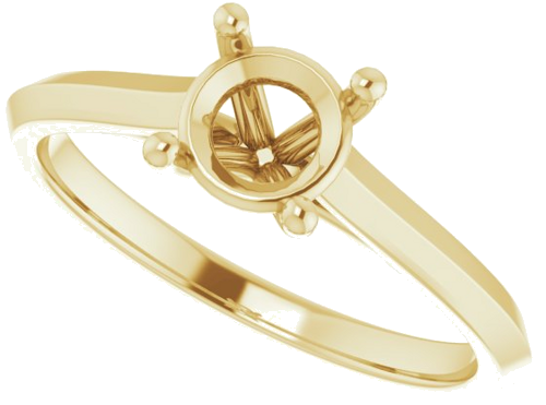 14K Yellow 6 mm Round Solitaire Engagement Ring Mounting (5)