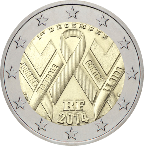2014 Francija Cīņa pret AIDS 2 € monēta (1)