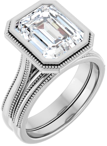 Sužadėtuvių Žiedas „Solitaire“ 585 Baltojo Aukso Emerald 10mm x 8mm (6)