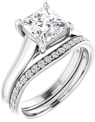 14K White 6.5 mm Square Solitaire Engagement Ring Mounting (6)