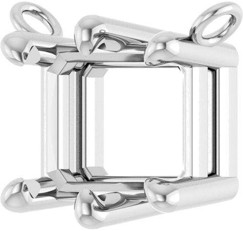 14K White 8x6 mm Emerald 6-Prong Necklace Center (2)