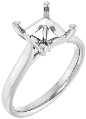 14K White 7 mm Square Engagement Ring Mounting (1)