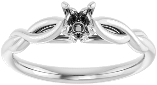 14K White  4.1 mm Round Solitaire Engagement Ring Mounting (3)