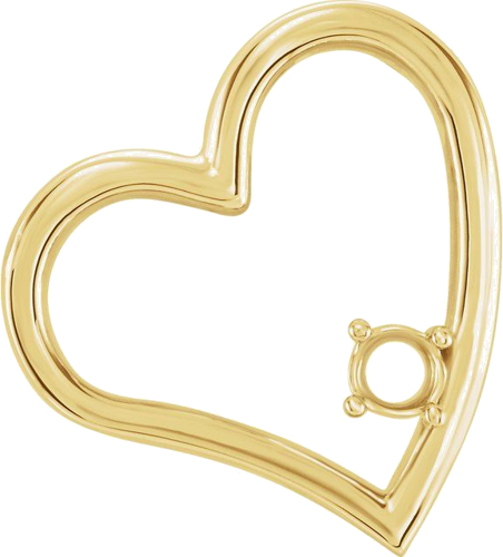 14K Yellow 1-stone 3 mm Round 1-Stone Family Heart Pendant Mounting (1)