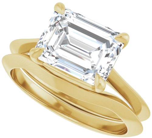 14K Yellow 9x7 mm Emerald Solitaire Engagement Ring Mounting (10)