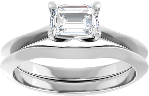 14K White 6x4 mm Emerald Solitaire Engagement Ring Mounting (8)