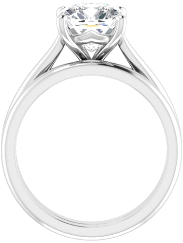 14K White 8 mm Cushion Solitaire Engagement Ring Mounting (7)