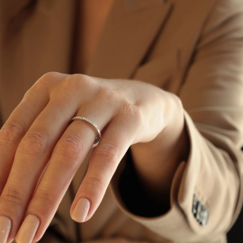 Champagne gold wedding rings with diamonds (8)