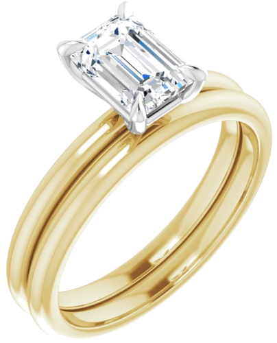 14K Yellow White 7 x 5 mm Emerald Engagement Ring Mounting (6)