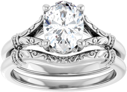 Sužadėtuvių Žiedas „Split Shank“ 950 Platinos Oval 8mm x 6mm (8)