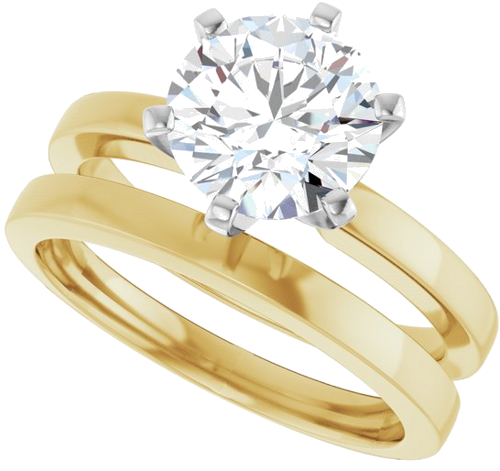 Sužadėtuvių Žiedas „Solitaire“ 585 Baltojo Ir Geltonojo Aukso Round 8mm (10)