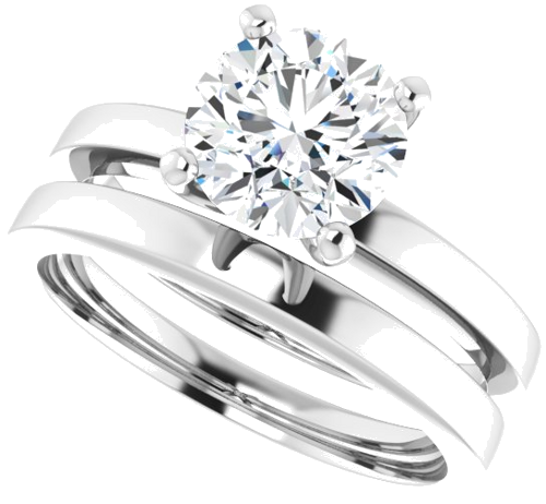 Sužadėtuvių Žiedas „Solitaire“ 585 Baltojo Aukso Round 7.4mm (10)