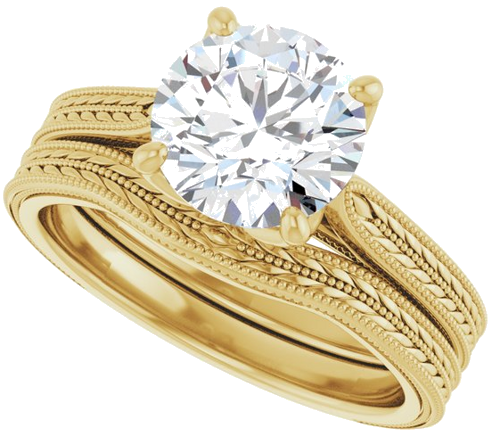 14K Yellow  8 mm Round Solitaire Engagement Ring Mounting (10)