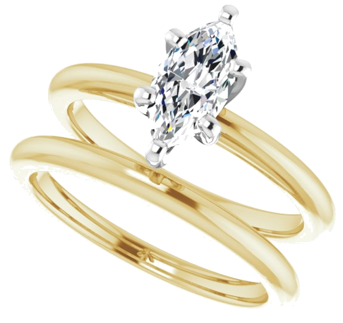 Sužadėtuvių Žiedas „Solitaire“ 585 Baltojo Ir Geltonojo Aukso Marquise 9mm x 4.5mm (10)