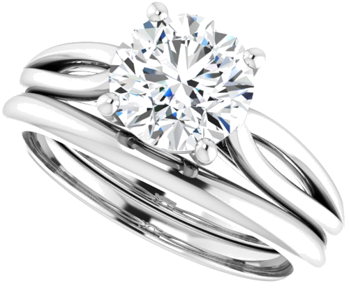 14K White 7.4 mm Round Engagement Ring Mounting (10)