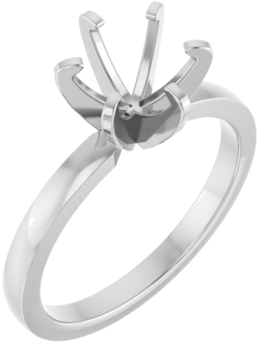 14K White 7.3-7.7 mm Round Solitaire Engagement Ring Mounting (1)