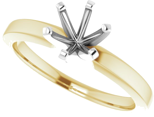 14K Yellow White 6 mm Round Solitaire Engagement Ring Mounting (5)