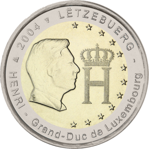 2004 Liuksemburgas Didysis kunigaikštis Henri 2 eurų moneta (1)