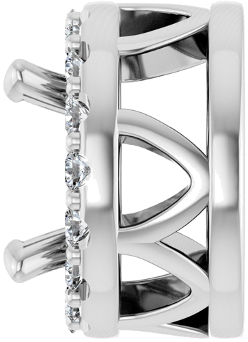 14K White 5.2 mm Round .06 CTW Natural Diamond Semi-Set Pendant (2)