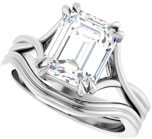 Sužadėtuvių Žiedas „Solitaire“ 585 Baltojo Aukso Emerald 9mm x 7mm (10)