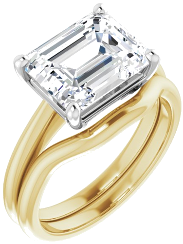 14K Yellow White 10x8 mm Emerald Solitaire Engagement Ring Mounting (6)