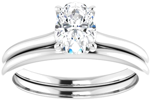Sužadėtuvių Žiedas „Solitaire“ 14k white gold Oval 7mm x 5mm (8)