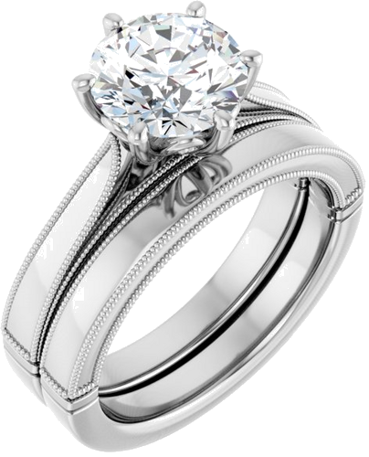 14K White  8 mm Round Solitaire Engagement Ring Mounting (6)