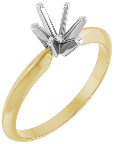 14K Yellow   White 7.5x5.5 mm Oval 6-Prong Solitaire Engagement Ring Mounting (1)